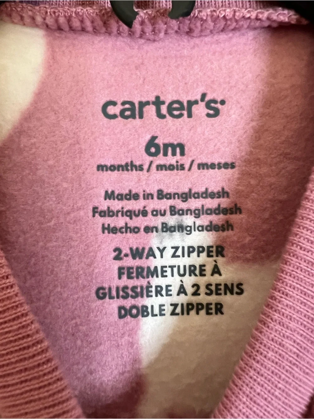 Carter's Dusty Rose Polar Bear Fleece Footed One-Piece NWOT